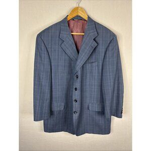 Brothers Beilla Italian Wool Silk Blazer Blue Plaid 44S Tessuto Italiano